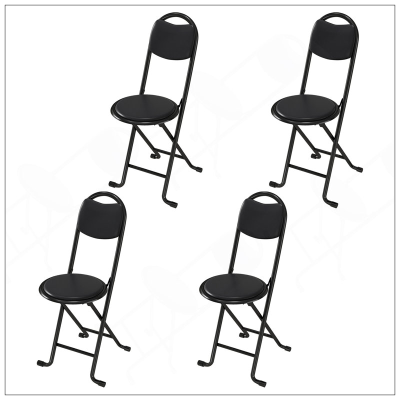 Tabouret pliant 4 pièces avec dossier, tabouret pliant rembourré et rembourré, chaises pliantes portatives pour l'extérieur