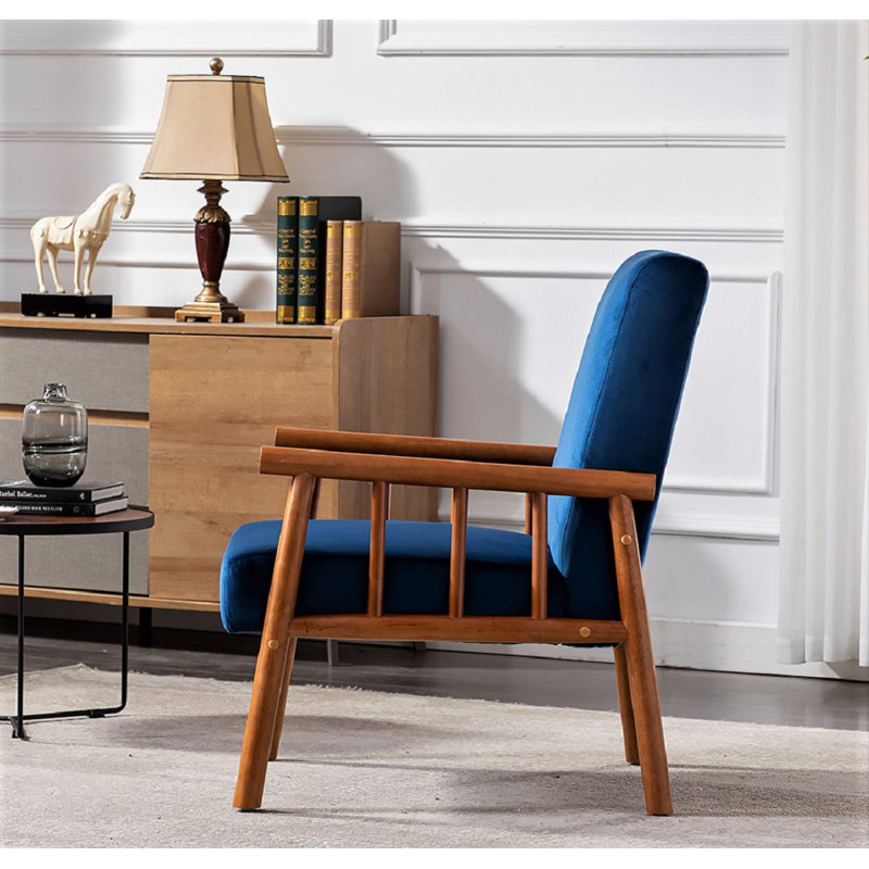 Gerame Velvet Armchair, Navy Blue