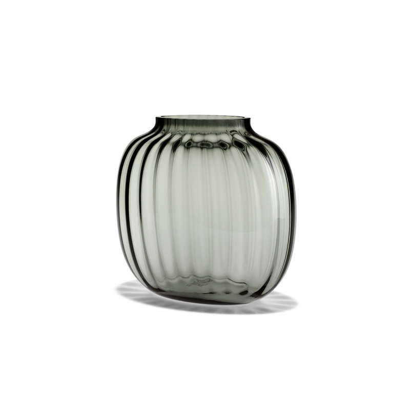 Primula Handmade Glass Table Vase, Smoke, 6.9" H x 7.7" W x 4.7" D