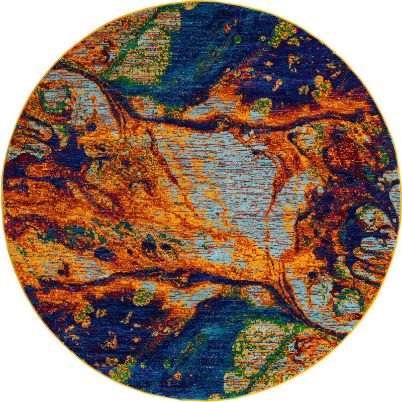 Malaija Abstract Indoor Rug, Round 7'10"