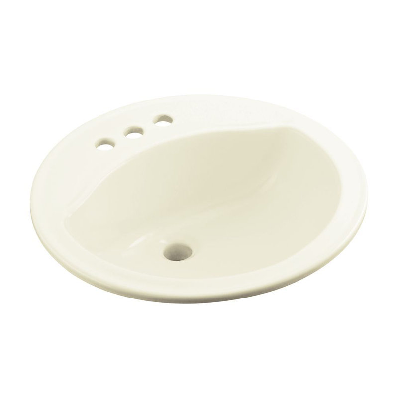 Lavabo de salle de bain encastré en céramique Modesto, Biscuit