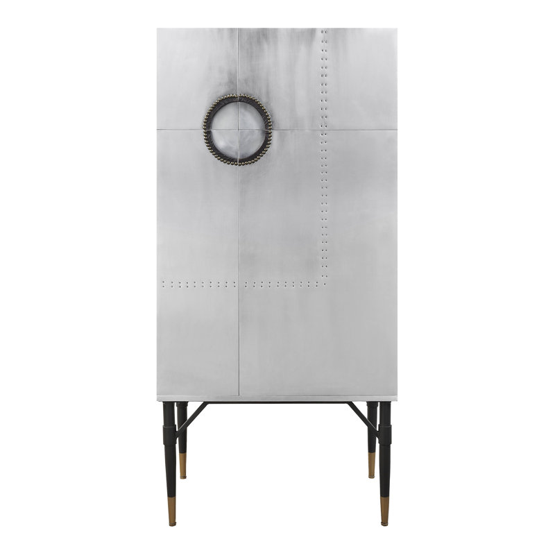 Lampsona 2-Drawer Bar Cabinet in Aluminum