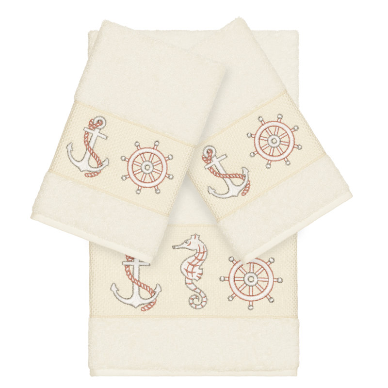 Ensemble de serviettes 3 pièces en coton Easton Easton, Crème, Ensemble de serviettes 4 pièces