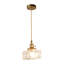 Mid-century Vintage Square Hammered Glass Pendant with Textured Shade