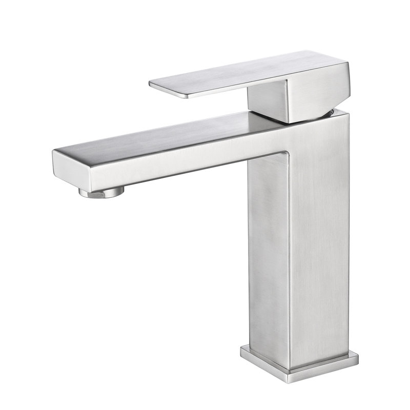 Stainless Steel 304 Bathroom Faucet, Waterfall Flow, Single Lever, Brushed Nickel, Noise-Reduction, Hot And Cold Water Supply Spout 304, Handle, Low Consumption,