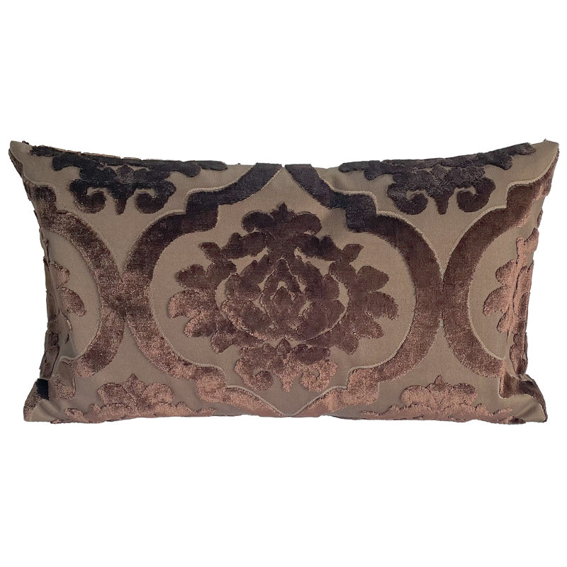 Housse de coussin réversible en velours de soie brun