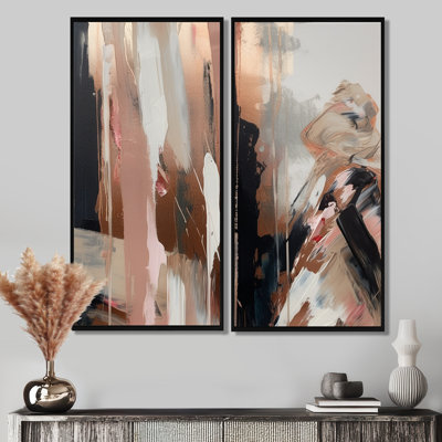 «Brown and Black Beyond Boundaries I», art mural moderne sur toile orange