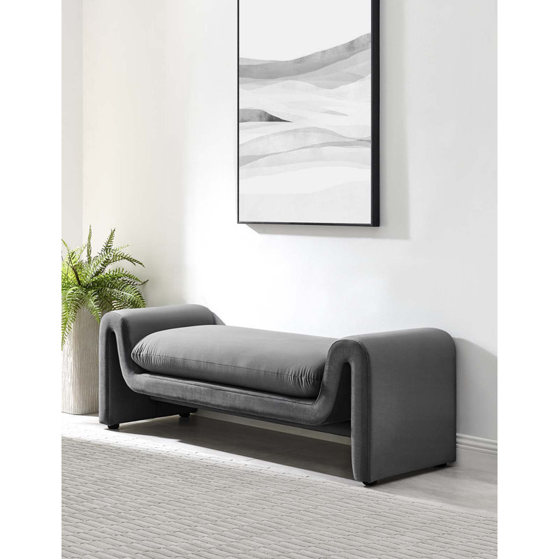 Waverly Gray Velvet 60" Upholstered Bench