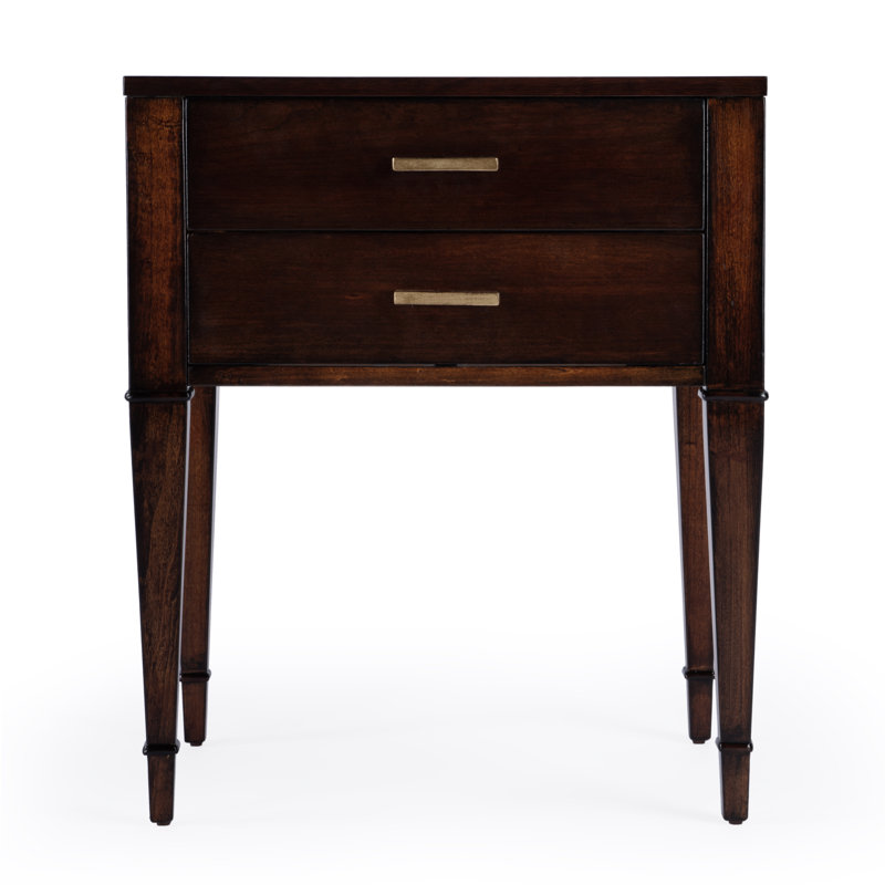 Kai Black 2 Drawer Nightstand, Dark Cherry