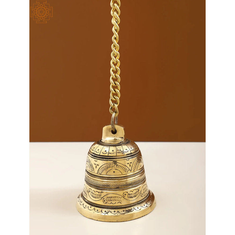 Cloche de temple en laiton 4 po Superfine - Puja traditionnel indien fabriqué à la main