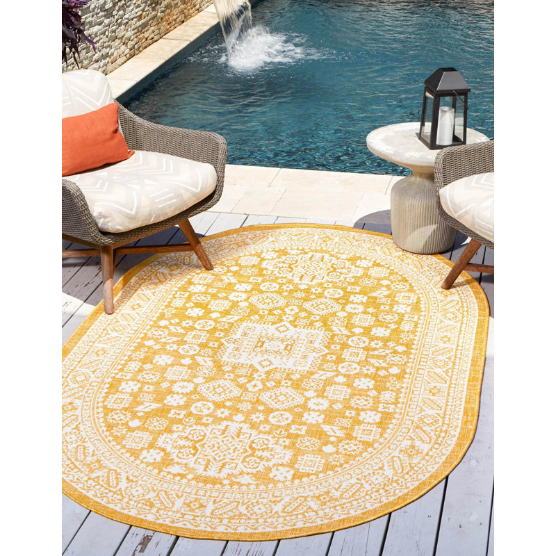Tapis intérieur / extérieur brun Anaruth, Ovale 3 pi 3 po x 5 pi 3 po