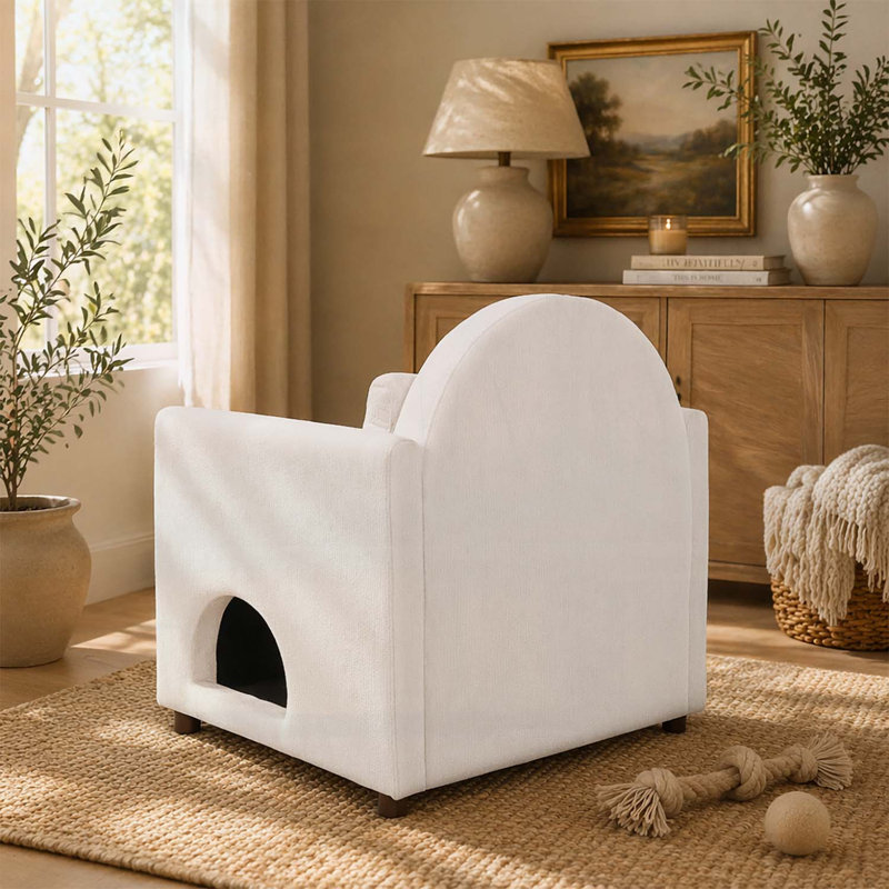 Chaise d'appoint pour animaux de compagnie avec coin caché, Beige