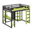 Lit mezzanine double en bois avec lumière RVB et tablettes-56352716