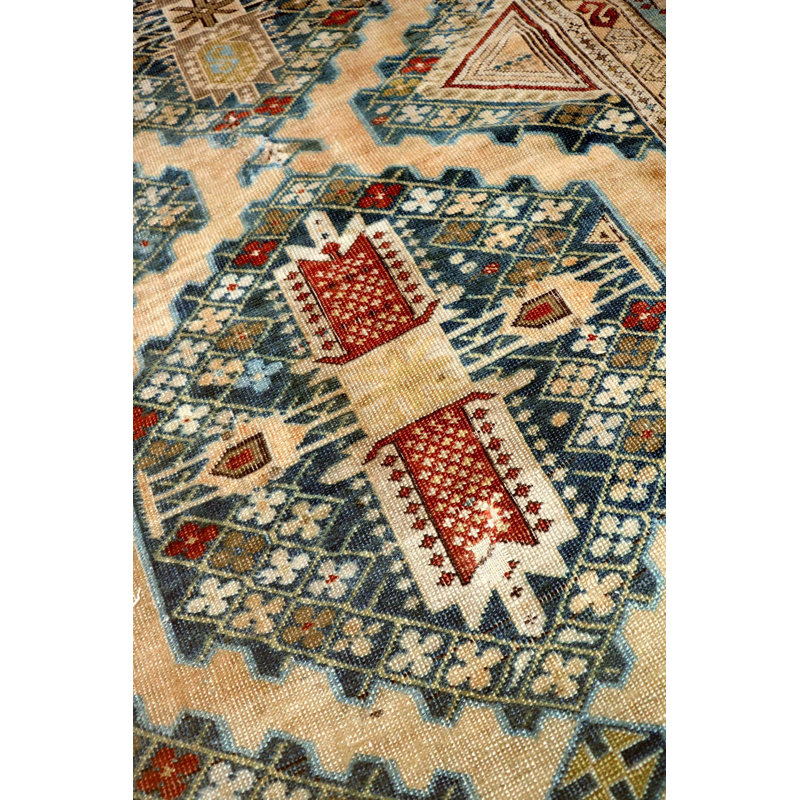 Tapis de couloir rétro en laine de style rétro 3 pi 8 po x 9 pi 6 po rétro bleu