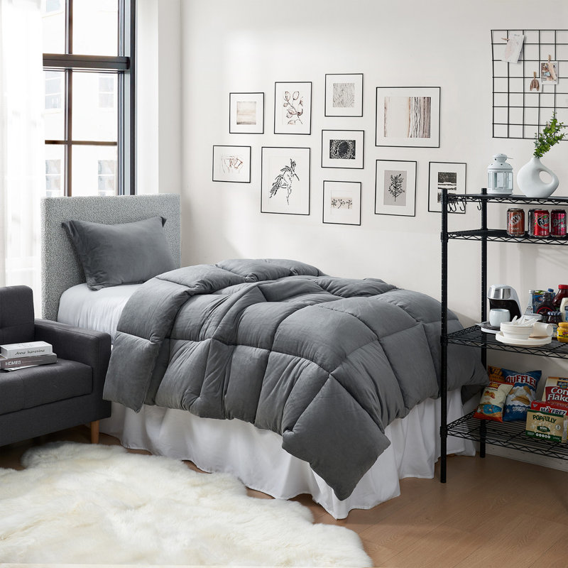 Coma Inducer Bedding, Twin Extra Long Comforter + 1 Standard Pillow Sham, Gray