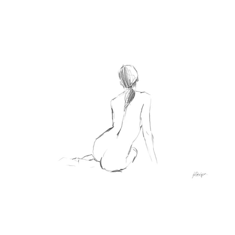 Figure contour II par Ethan Harper-impression de dessin, H 8 po x l 12 po x P 0,75 po, Toile tendue, Pas de tapis