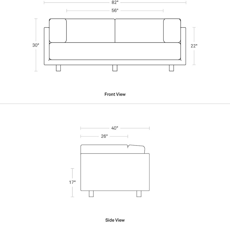 Sunday Upholstered 82'' Sofa, Kelso Charcoal 100% Polyester, 30" H x 82" W x 40" D