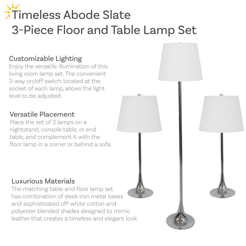 Ensemble de lampes de table et de plancher 3 pièces Modern Splendor