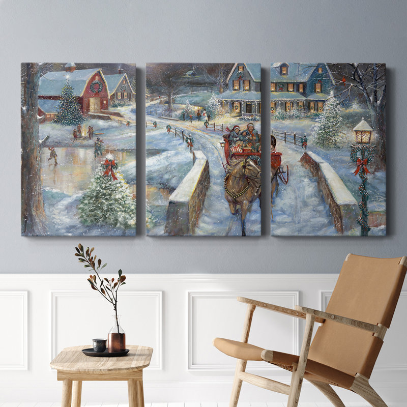 «Evening Sleigh Bells» - Toile tendue avec châssis de qualité supérieure - Prêt à être accroché, H 12 po x l 24 po x P 1 po