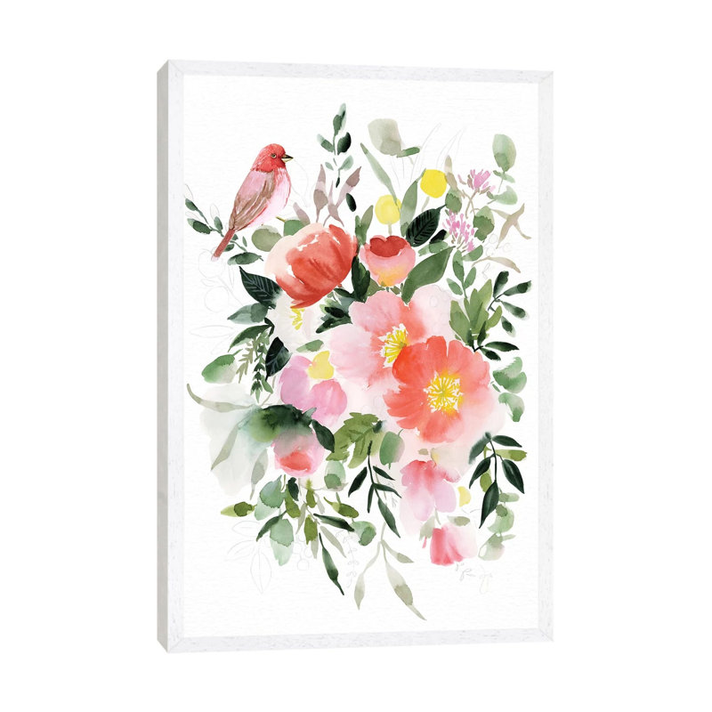 Happy Life III by Stephanie Ryan - Painting on Canvas, 101.6cm H x 66.04cm W x 3.81cm D, White Floater Framed