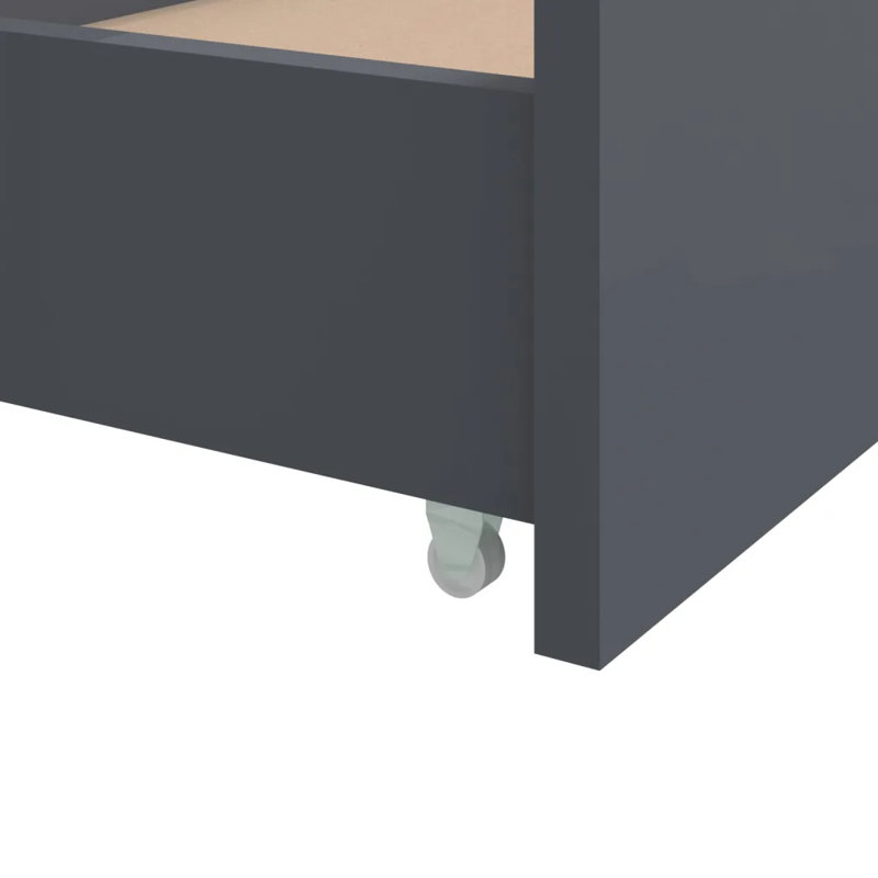 Addonis EU Single - 90 X 200 Cm Solid Wood Storage Bed, Dark Grey