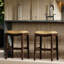 Julian 31In. H Tabouret de bar en bois avec siège en similicuir brun clair-125539862