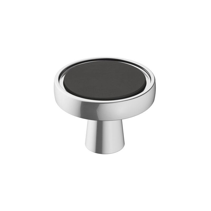 Poignée ronde 1 3/8 po Mergence, Chrome poli / noir mat