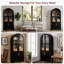 Armoire de cuisine, armoire de ferme arquée avec porte en verre, tablettes réglables et tiroir caché-928439015
