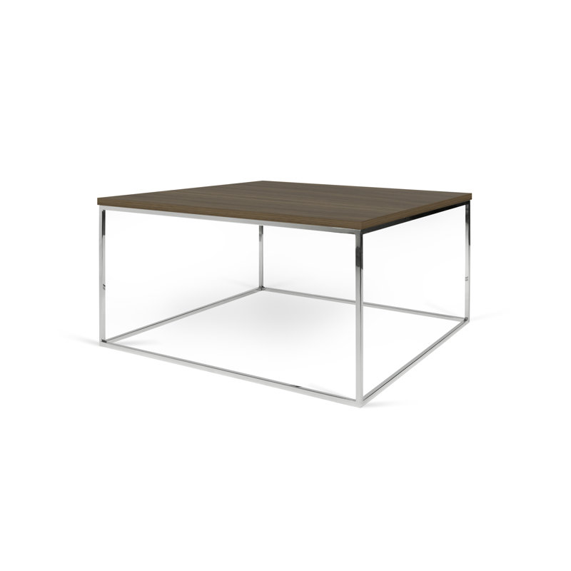 Linkous Solid Coffee Table, Chrome, Walnut