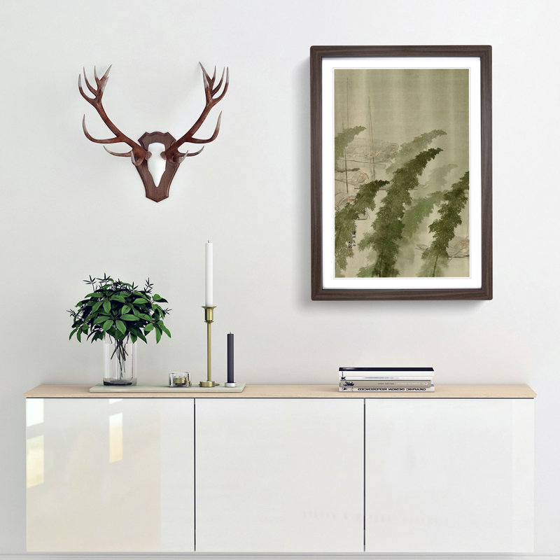 Night Rain by Yokoyama Taikan - Picture Frame Painting Print, Walnut Framed, 65cm H x 48cm W x 2cm D