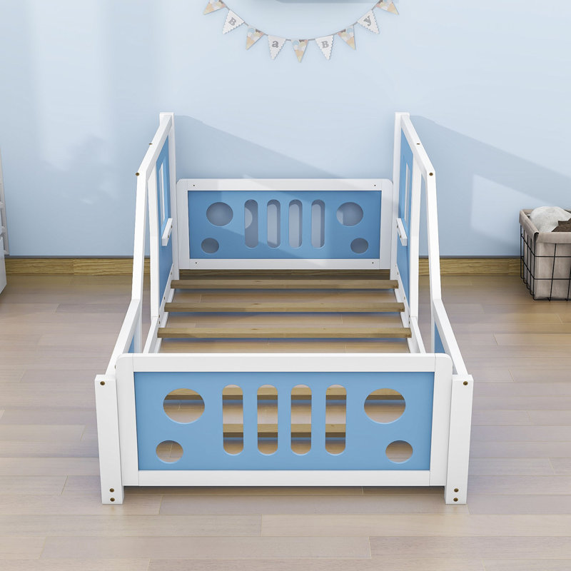 Lit plateforme simple avec roulettes, Bleu