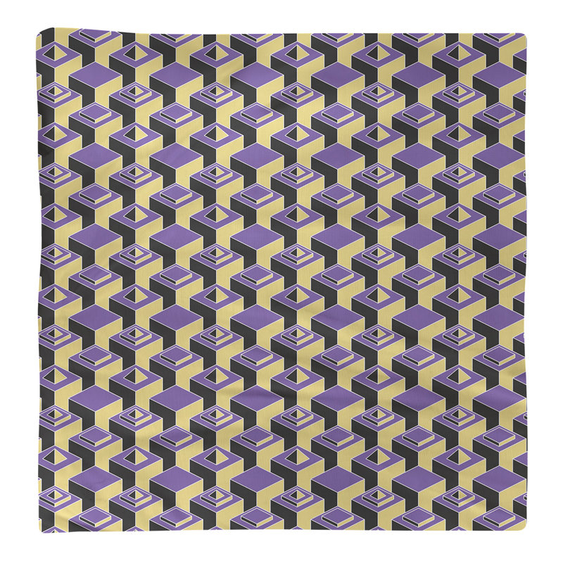 Jordao Cotton Geometric Square Napkin, 0.1" H x 22" W x 22" D, Purple/Yellow, Cotton Twill