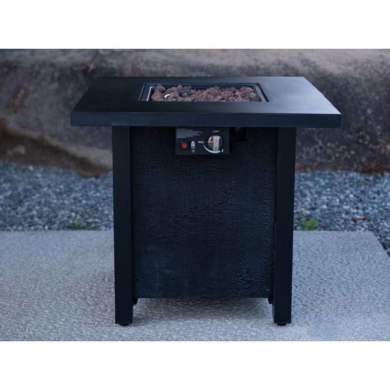 Table de foyer d'extérieur, Noir, noir, noir, noir, H 25 po x l 27,95 po x P 27,95 po