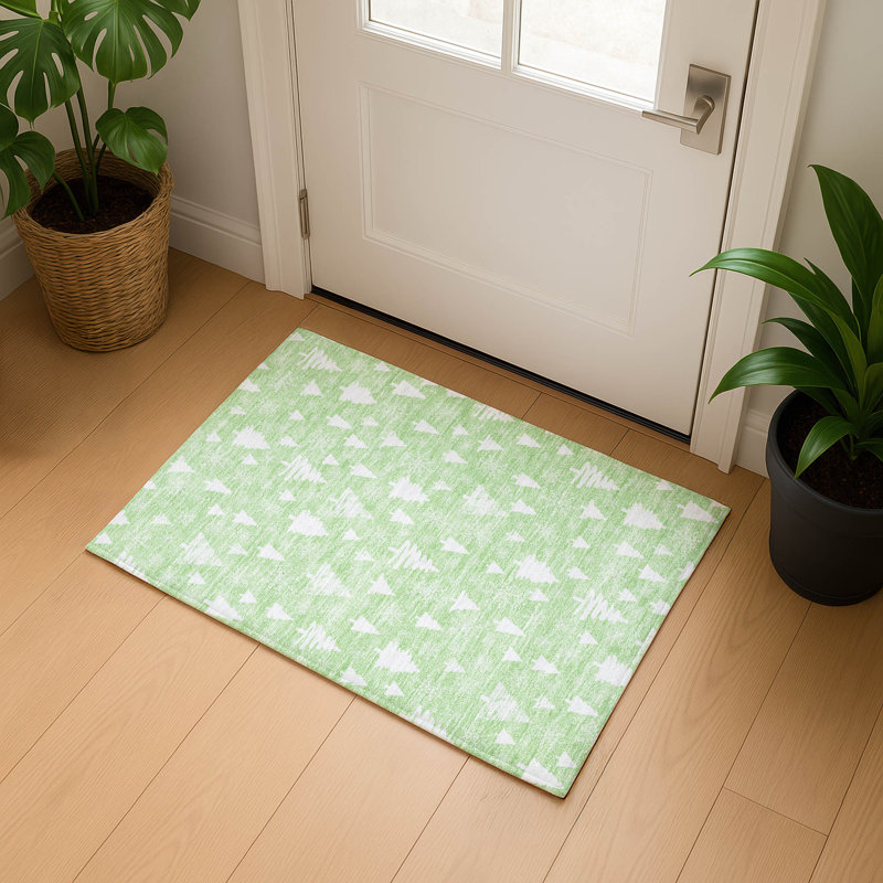 Premium Machine Washable Dockside AMF1815 Christmas Trees Rug, Rectangle 1'8" x 2'6"