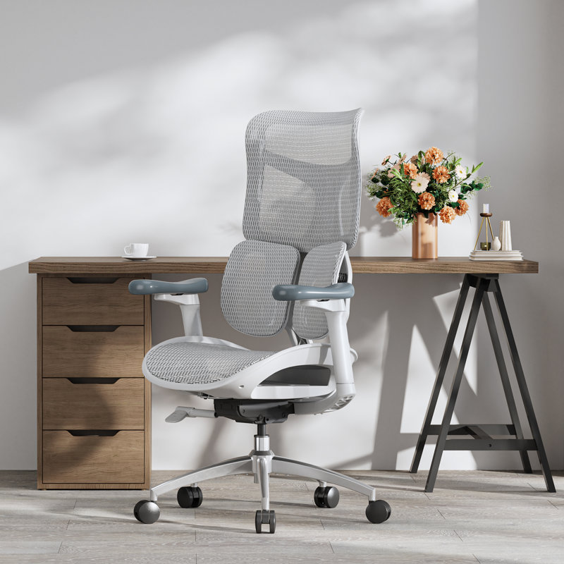Ergonomic Office Chair with Independent Backrest, Light Gray