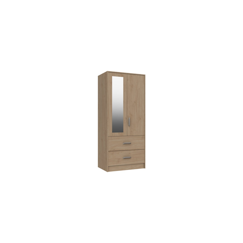 Zakariyah 2 Door Manufactured Wood Wardrobe, Oak
