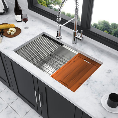 Stainless Steel Workstation Kitchen Sink 32"X19"X10" - 304 Grade, Easy Drainage, With Included Drain Assembly And Template 16 Gauge 32X19x10 Style, , Surface Drying Rack