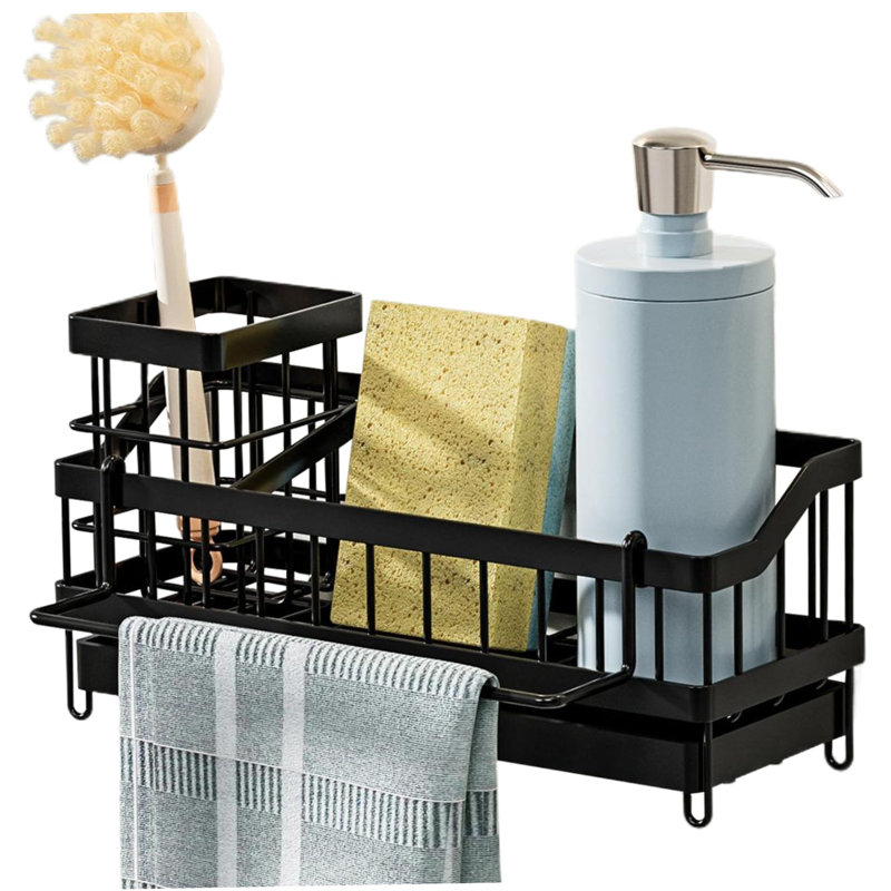 Rustproof Metal Kitchen Sink Caddy Organizer With Multiple Compartments, Waterproof & Ventilated Design