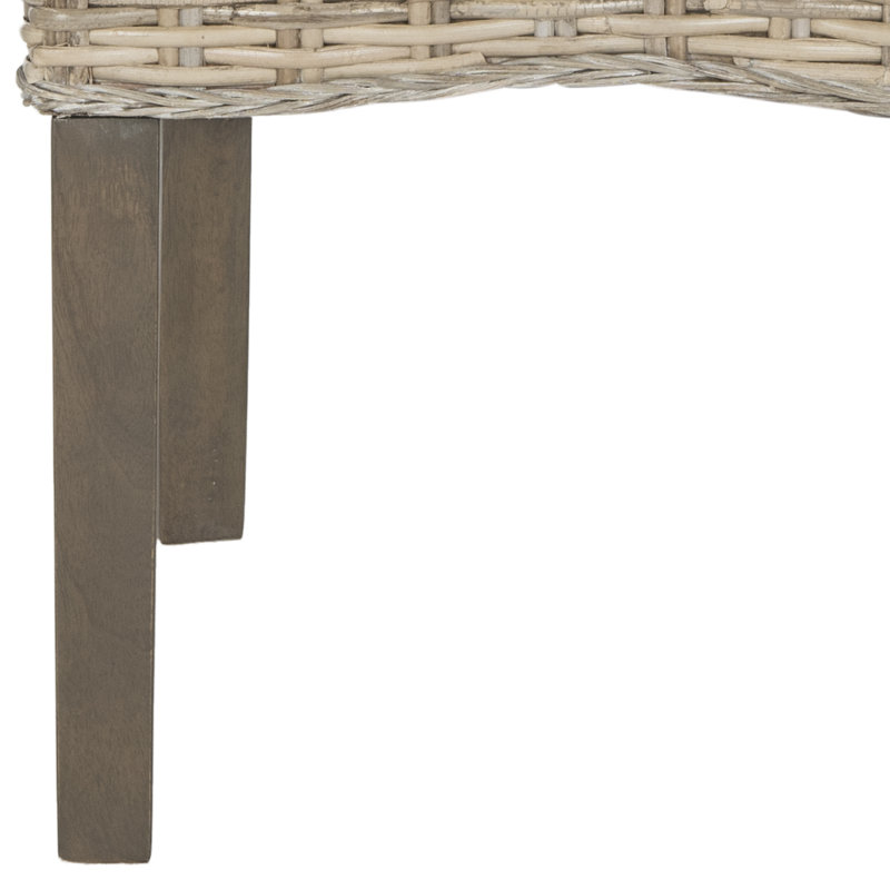 Chaise d'appoint en bois de pin massif H 18,80 po Elegant Belmoor - conception d'inspiration insulaire avec siège en osier tissé (ensemble de 2)