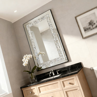 Crystal Crush Diamond Rectangle Silver Mirror