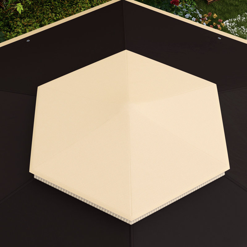Pavillon de jardin escamotable hexagonal 13,3 pi X Structure en acier pour patio, jardin, mariage, fête, filet à 6 fermetures à glissière, facile à transporter