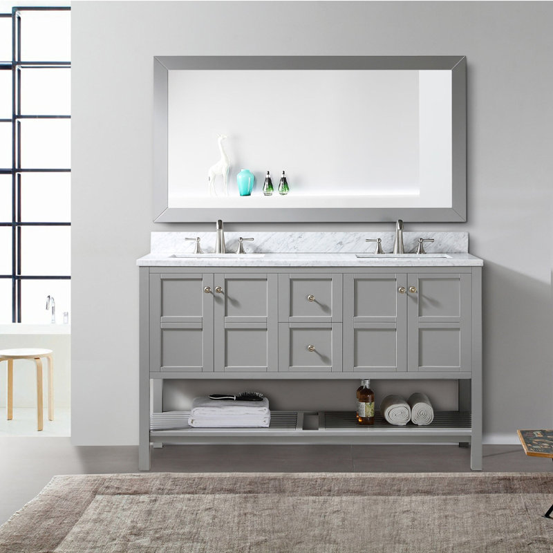 Ensemble de meuble-lavabo double 60 "avec miroir 60", Gray