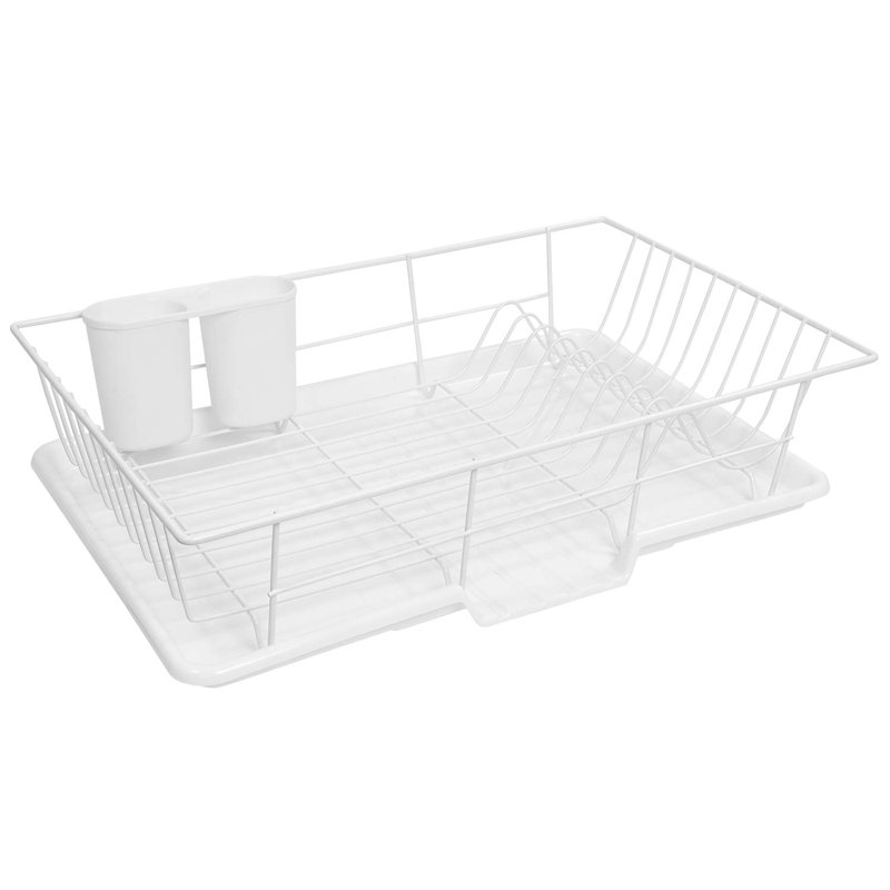 Sweet Home Collection 3-Piece Countertop Dish Drainer, White