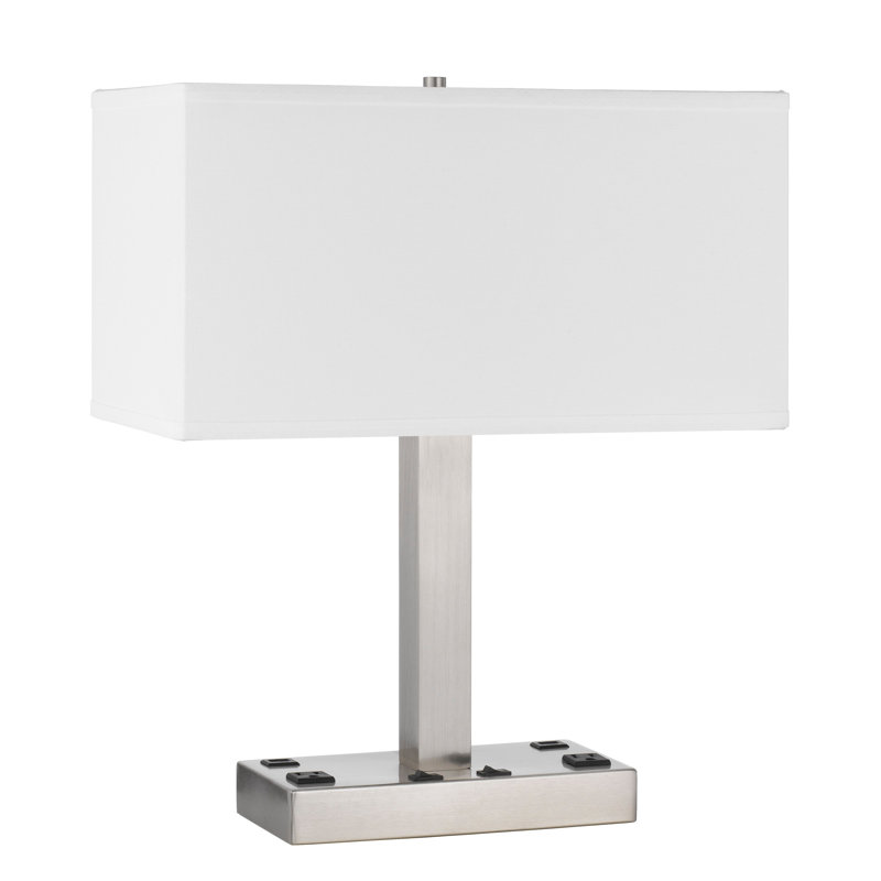 Lampe de bureau argentée avec prise USB 20,5 po Faiz