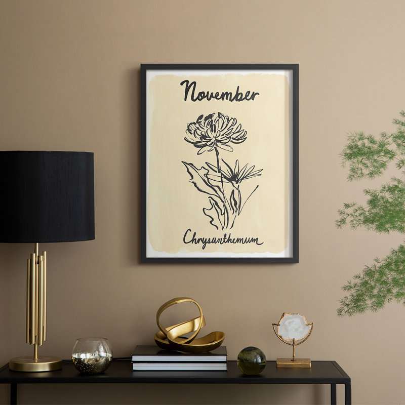 Reproduction encadrée du mois de la naissance - bois massif, H 15 po x l 12 po, Noir, noir, noir, noir