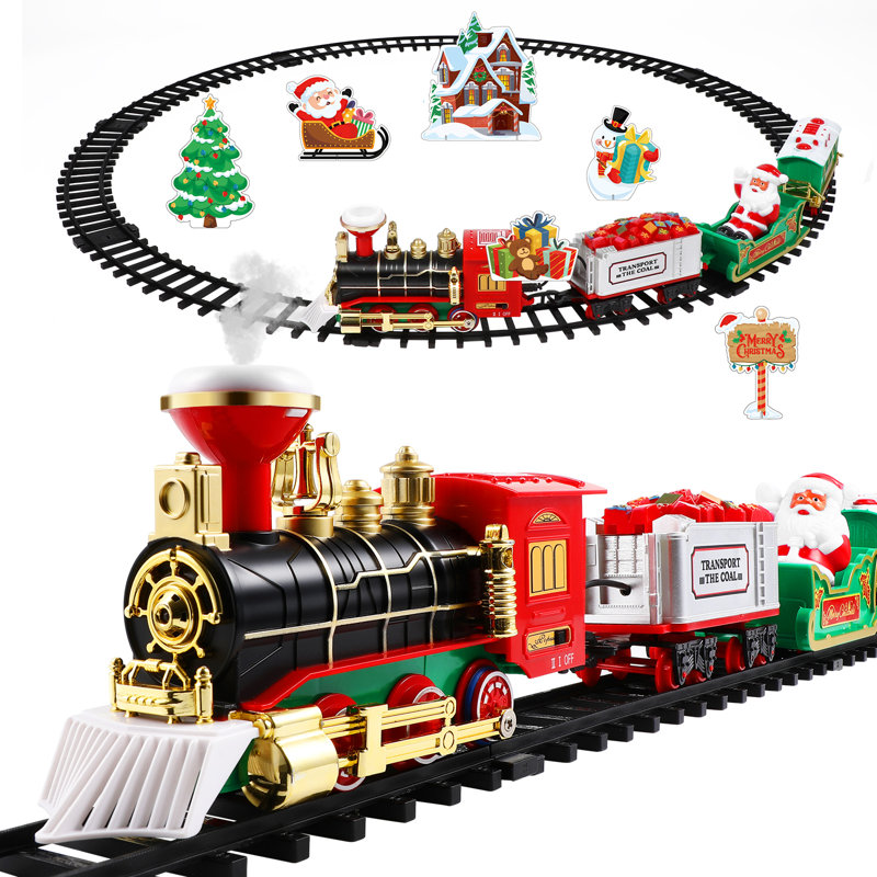 Ensemble de train de Noël, ensemble de train jouet sous l'arbre de Noël avec sons, lumières et fumée