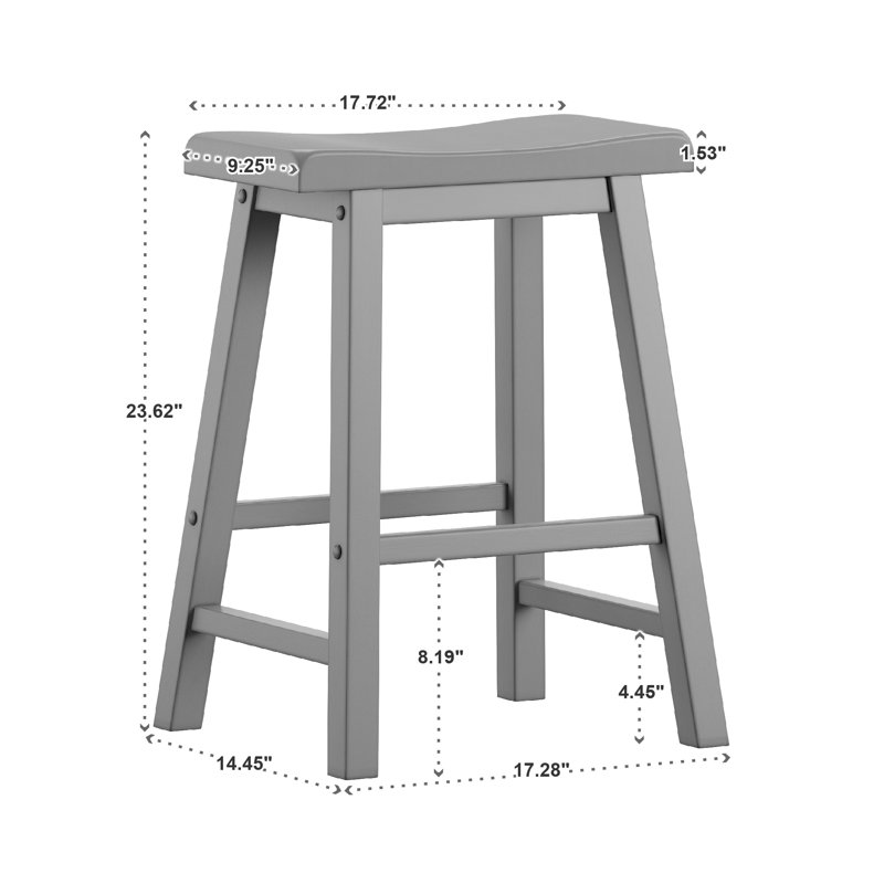 Whitworth Solid Wood Stool, Counter Stool (24” Seat Height), Frost Gray
