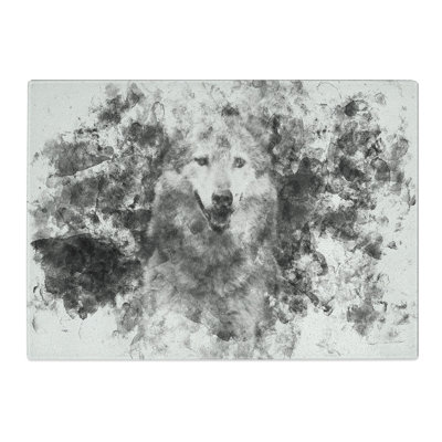 Tempered Glass Wolf Portrait Watercolour Chopping Board
