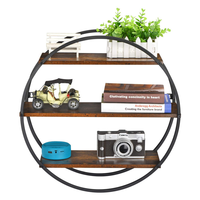 Brayville 3 Piece Circle Floating Shelf with Adjustable Shelves
