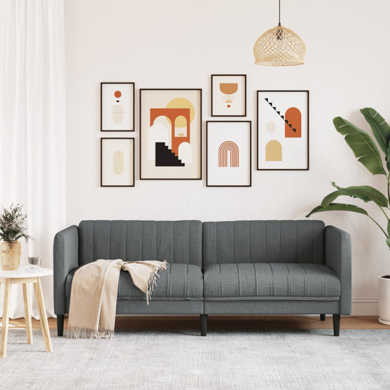 Sofa 3-Seater Fabric, Gray, 29.3" H x 76" W x 30.1" D